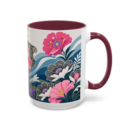 🌸🎀 The Pink Lace Garden Promenade Colorful Mug – Art Deco Fashion Elegance