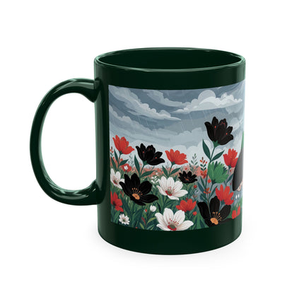 🌺☔ The Lady In The Stormy Flower Garden Ceramic Mug – Art Deco Fashion Elegance