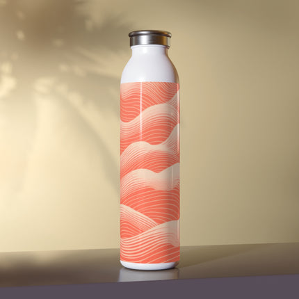 Hues of Orange and Beige Wave Pattern Slim Water Bottle