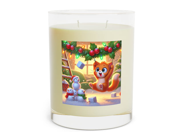 Naughty or Nice Kitten Christmas Scented Candle - Full Glass, 11oz