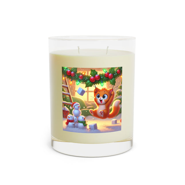 Naughty or Nice Kitten Christmas Scented Candle - Full Glass, 11oz