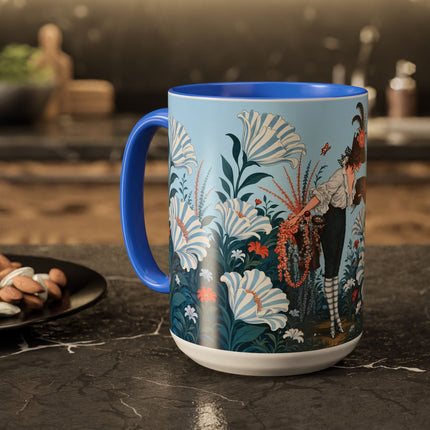 🎨💙 The Enchanted Garden Artist Colorful Mug – Art Deco Floral Whimsy