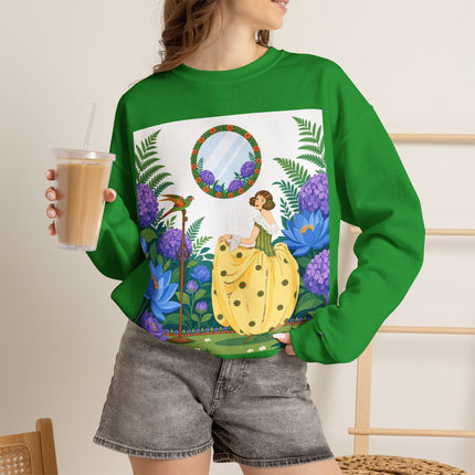 🦜🪷 The Parrot Garden Reflection Crewneck Sweatshirt – Art Deco Fashion Whimsy