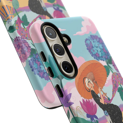 🌊☂️ The Lady Of The Flowered Seashore Phone Case – Art Deco Seaside Fashion