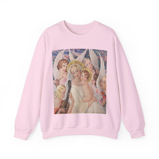 Madonna with Child Surrounded by Musical Angels by Gerda Wegener Heavy Blend™ Crewneck Sweatshirt