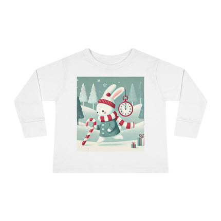 Candy Cane Timekeeper Bunny Toddler Long Sleeve Tee