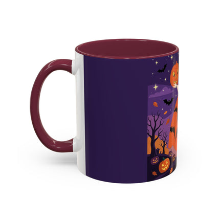 🎃🌕 The Pumpkin Moon Enchantress Colorful Mug – Elegant Halloween Masquerade
