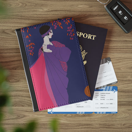 Crimson Shawl Geisha Passport Cover – Serene Elegance & Timeless Beauty