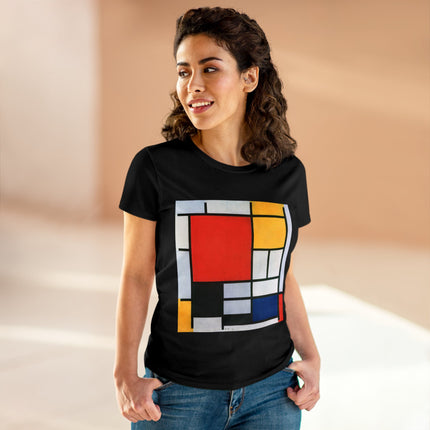 Composition with Red, Yellow, Blue, and Black by Piet Mondrian Women's Midweight Cotton Tee