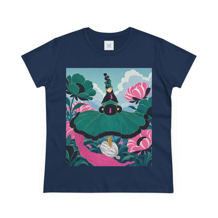 💚🌸 The Emerald Blossom Enchantress Cotton Tee – Art Deco Floral Fantasy
