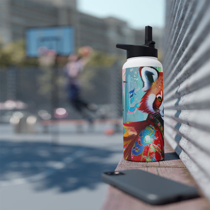 Cybernetic Red Panda Stainless Steel Water Bottle