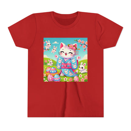 Springtime Kitten’s Easter Joy Youth Short Sleeve Tee