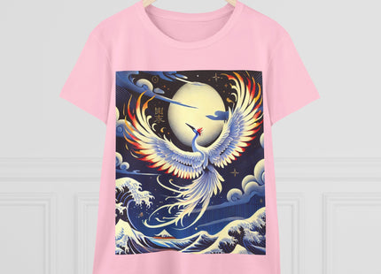 Majestic White Crane Women's Midweight Cotton Tee