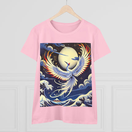 Majestic White Crane Cotton Tee