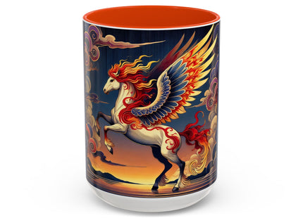 Flame-Winged Horse at Sunset Colorful Mugs (11oz, 15oz)