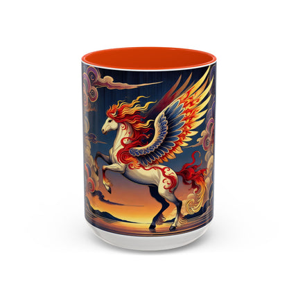 Flame-Winged Horse at Sunset Colorful Mugs (11oz, 15oz)