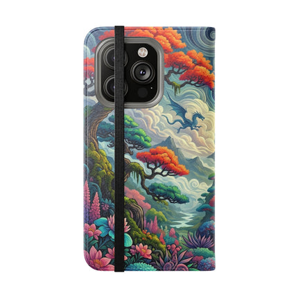 Mystic Guardian of the Sky Flip Case – Warrior Fairy & Turquoise Dragon