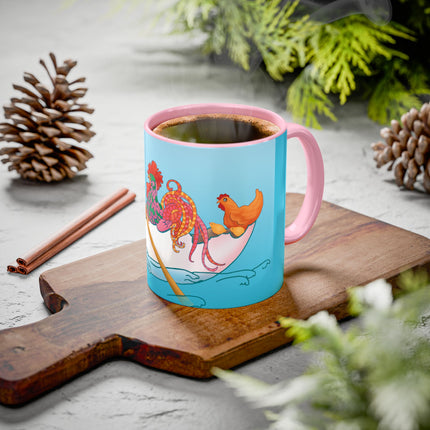 A Rooster's Seafaring Adventure Colorful Mugs, 11oz