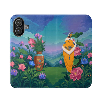 🌸🏔️ The Lady Of The Lotus Valley Flip Case – Art Deco Botanical Reverie