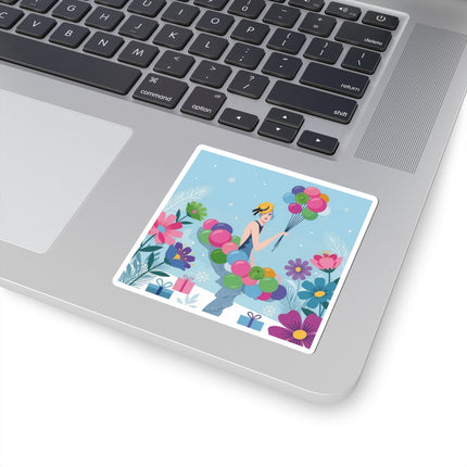 🎈❄️ The Lady Of The Winter Celebration Kiss-Cut Sticker – Art Deco Holiday Fantasy