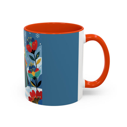❤️❄️ The Winter Heart Messenger Colorful Mug – Art Deco Snow Garden Fantasy
