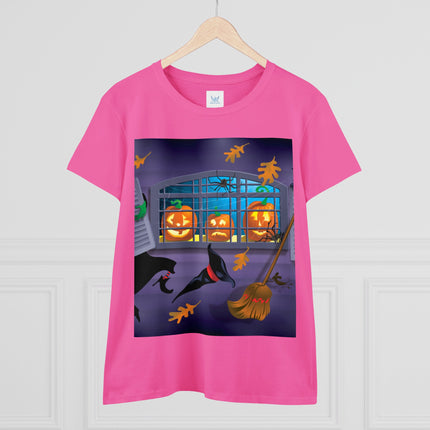Whimsical Halloween Mischief Women's Midweight Cotton Tee
