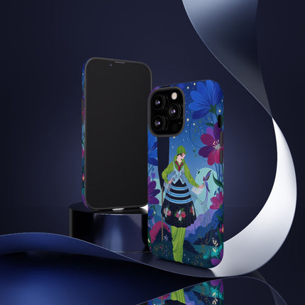 🌸🐦 The Lady Of The Midnight Bird Garden Phone Case – Art Deco Floral Fantasy