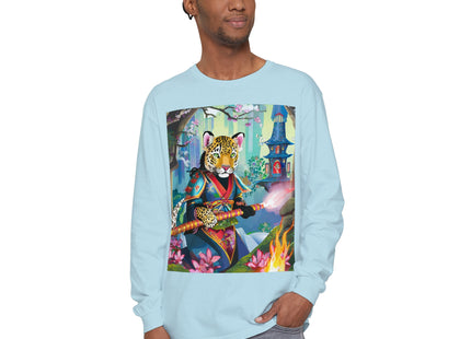 Cyberpunk Leopard Garment-dyed Long Sleeve T-Shirt