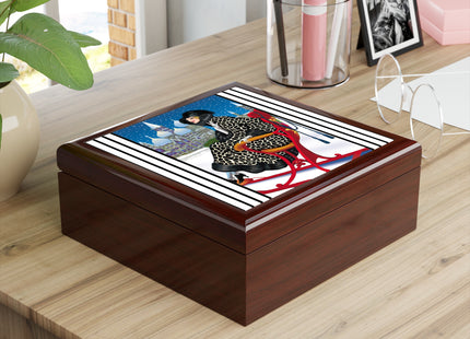 Elegant Winter Woman in Sleigh Jewelry Box