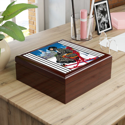 Elegant Winter Woman in Sleigh Jewelry Box
