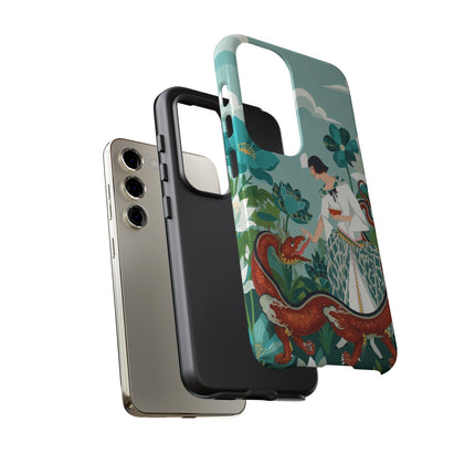🐉🌿 The Dragon Keeper Phone Case – Art Deco Floral Fantasy
