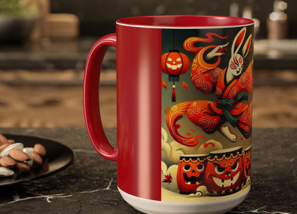 Jack-O’-Lantern Drums & The Kabuki Rabbit Colorful Mugs (11oz, 15oz)