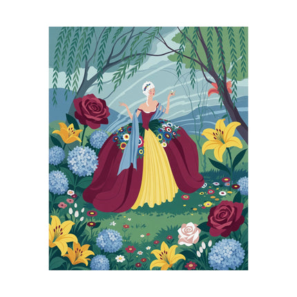 🌺👑 The Lady Of The Grand Flower Garden Matte Vertical Poster – Art Deco Floral Elegance