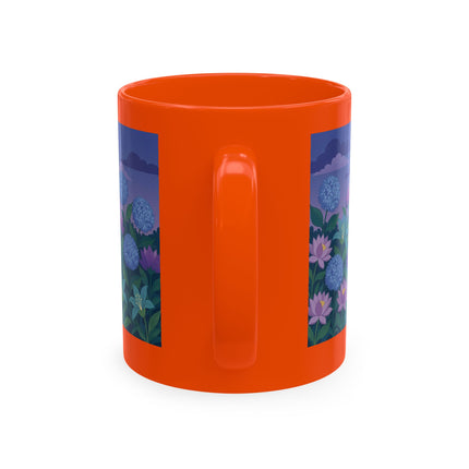 🧶☂️ The Lady Of The Garden Knitting Circle Ceramic Mug – Art Deco Floral Whimsy