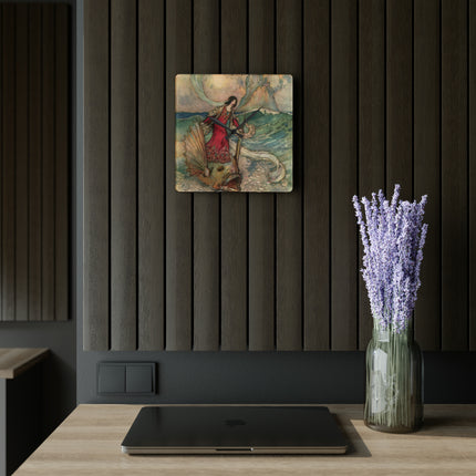 Rita Rides on the Dolphin by Warwick Goble Acrylic Wall Clock, Round & Square