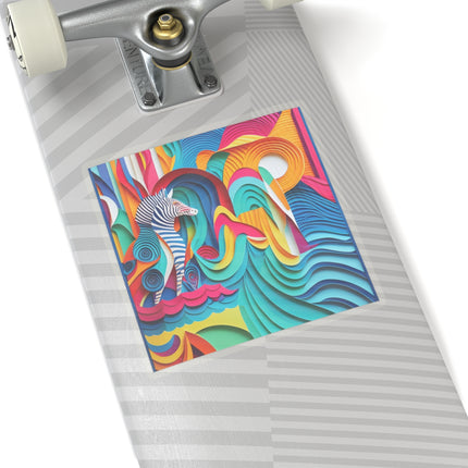 Surfing Zebra Kiss-Cut Stickers (4 Sizes)
