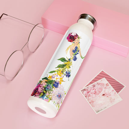 Blooming Splendor: A Floral Transformation Slim Water Bottle