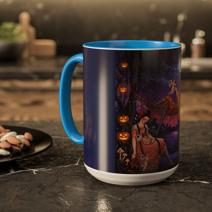 🌙🎃 Moonlit Mischief In The Pumpkin Grove Colorful Mug – Whimsical Halloween Fantasy
