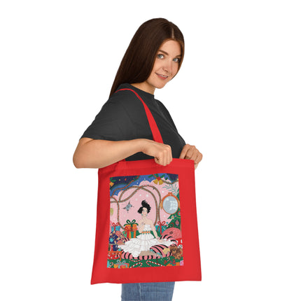 🎄🌹 Christmas Morning In The Rose Parlor Cotton Tote Bag – Art Deco Holiday Romance