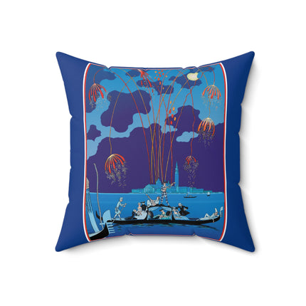 Fireworks in Venice by George Barbier Spun Polyester Square Pillow