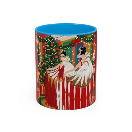 🎄💃 The Christmas Mirror Duet Colorful Mug – Art Deco Holiday Elegance
