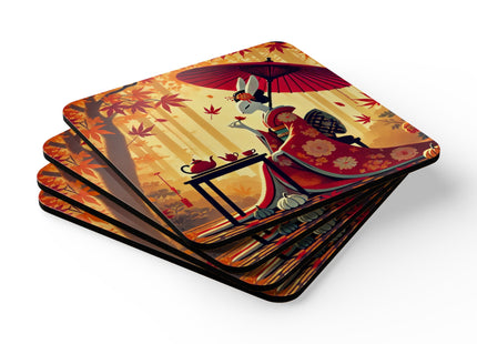 Theatrical Harvest Rabbit Corkwood Coaster Set