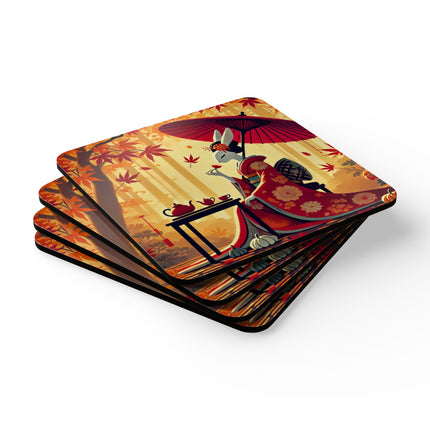 Theatrical Harvest Rabbit Corkwood Coaster Set