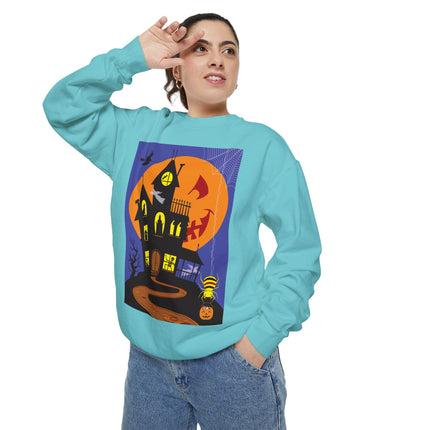 Halloween Night at the Haunted House Unisex Garment-Dyed Sweatshirt
