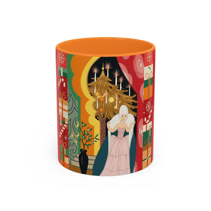 ❤️ The Lady Of The Candlelit Christmas Alcove Colorful Mug – Art Deco Holiday Elegance