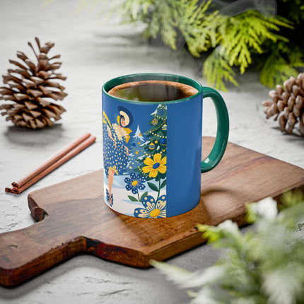 💙🌼 The Bluebell Christmas Promenade Colorful Mug – Art Deco Holiday Fantasy