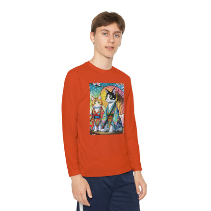 Kimono Kitties Youth Long Sleeve Competitor Tee – Anime Charm & Whimsical Elegance
