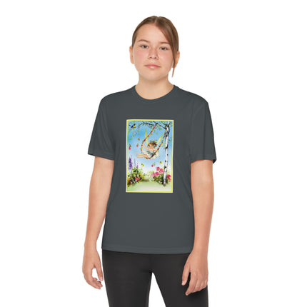Spring Fairy's Floral Swing Youth Competitor Tee – Garden Magic & Whimsical Adventure
