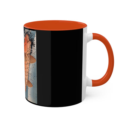 Carp Swimming up a Waterfall by Yashima Gakutei Colorful Mugs, 11oz