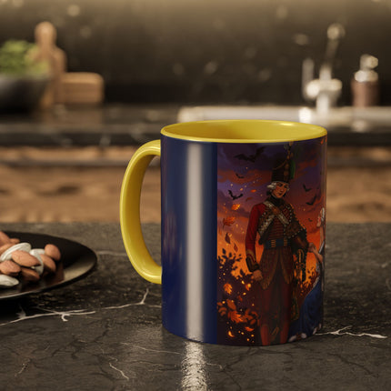 🎃💙 The Pumpkin Lantern Courtship Colorful Mug – Romantic Halloween Elegance